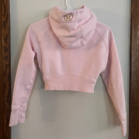 Lululemon Cropped Full Zip Scuba Hoodie Strawberry Milkshake Sz 0 Gold Hardware - Picture 4 of 6